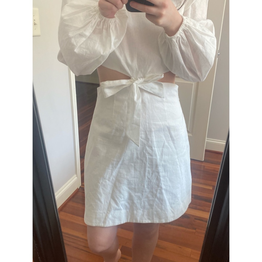 Zimmerman Zinnia Bow Cutout Short Dress White - Picture 15 of 16